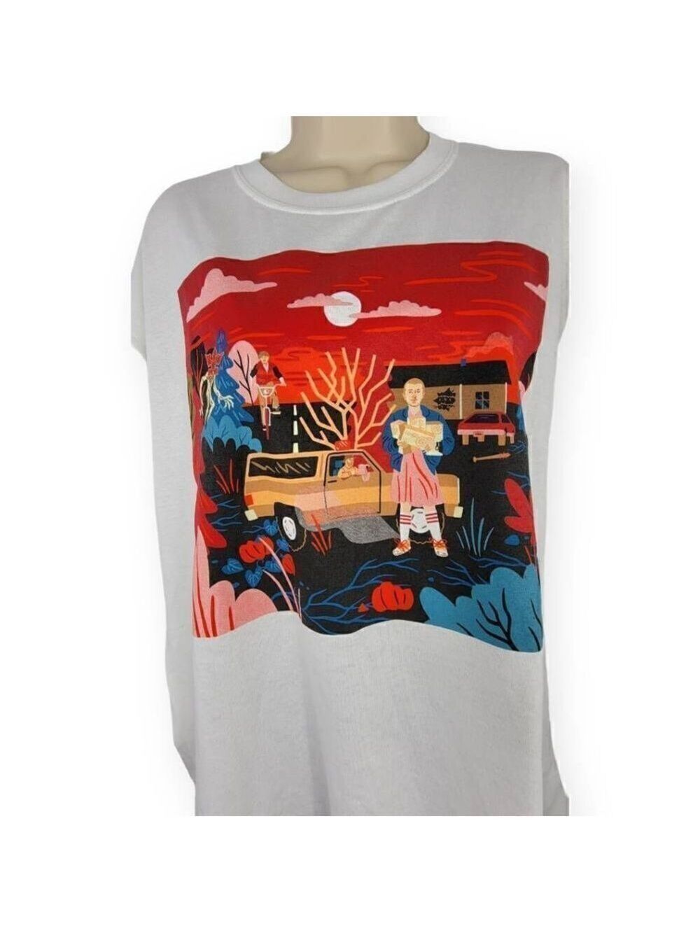 Stranger Things White Graphics T-Shirt Adult XL - Picture 2 of 3